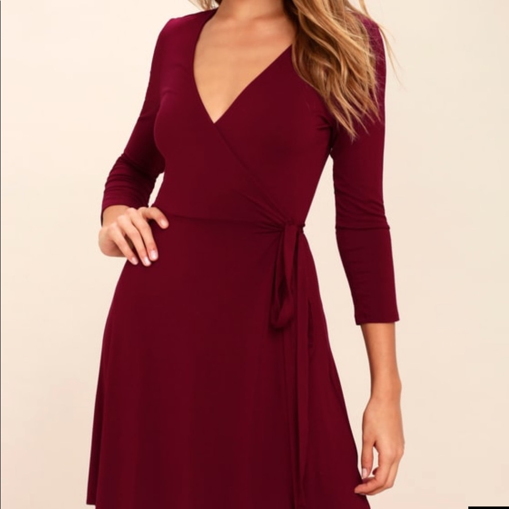 Lulus oxblood wrap dress